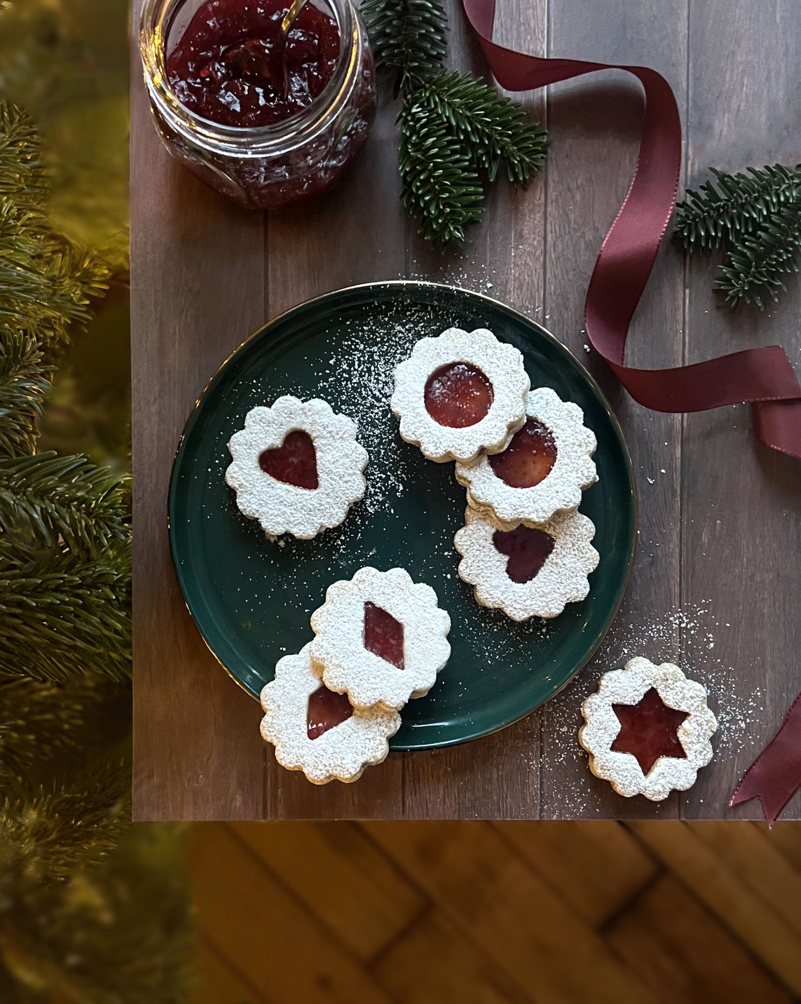 Linzer cookies filled with raspberry jam